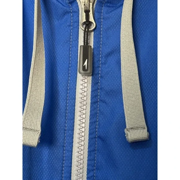 Speedo Team Jacket Parka Coat Small Royal Blue Long Hood Lined Pool Water Swim - Picture 3 of 7